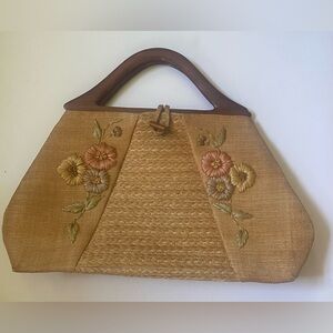 Vintage Embroidered Straw PURSE